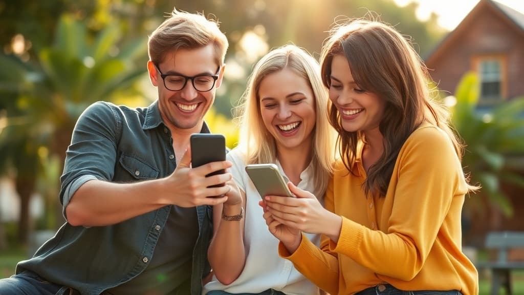 Friends enjoying checking their lottery numbers together