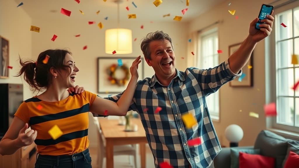 Celebrating a lottery win